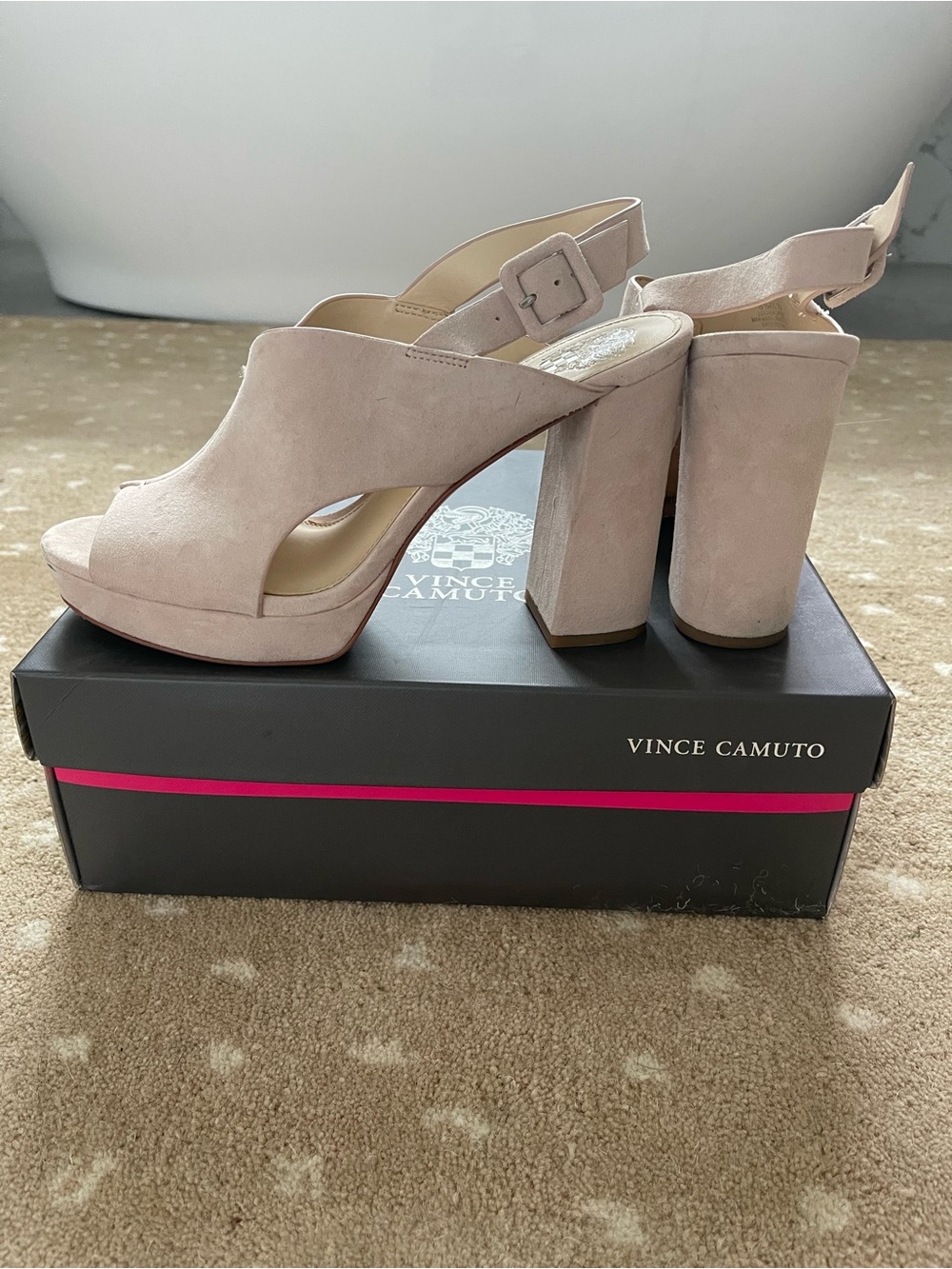 Vince Camuto Suede Platform Block Heel Sandals